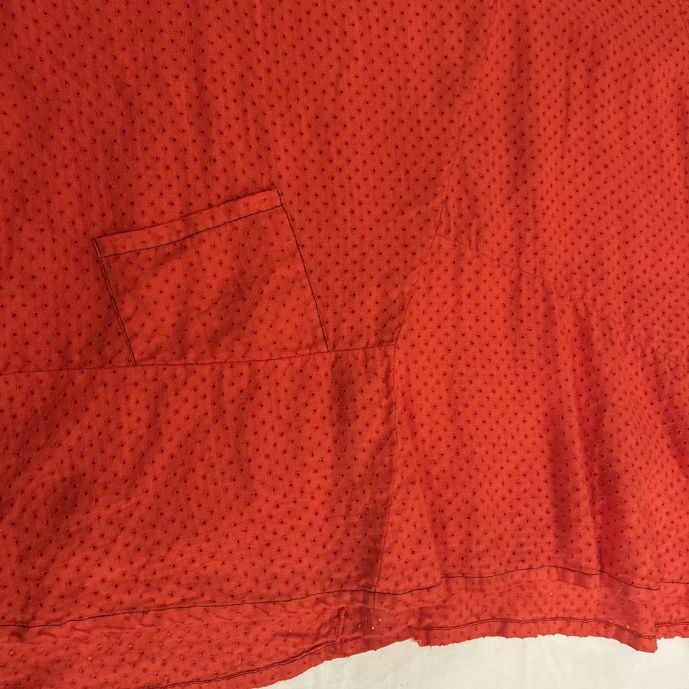 Cynthia Ashby 2X Red Linen Tunic Top Eyelet Oversized Lagenlook Scandi Girl - Picture 8 of 8